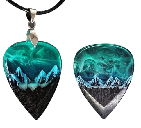 Pqahffowr Guitar Touch Pick Epoxy Resin Guitar Pick Northern Lights Necklace Guitar Pick