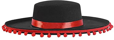 Large Mexican Sombrero Hat, Cute Sombreros, Sombrero Party Hats Flamenco Cosplay Costume With Pom Poms Spanish Outfit, Accessories For Holiday, Halloween & Birthday Mexican Theme Decor