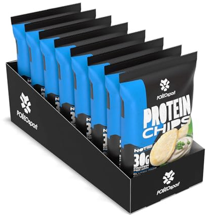 Polleo Protein Chips - Sour Cream & Onion und Paprika Geschmack - 15 g Eiweiß, Snack aus Kartoffeln und Pflanzlichen Proteinen, Glutenfrei, 50 g pro Packung (8 x 50 g, Sour Cream & Onion)