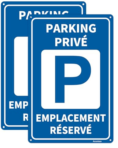 Acuxiaza 2 Pièces Panneau Parking Privé Emplacement Réservé, 20 x 30 cm | Aluminium Panneau Parking Réservé, Métal Réfléchissant, Résistant aux UV, Imperméable, Intérieur/Extérieur