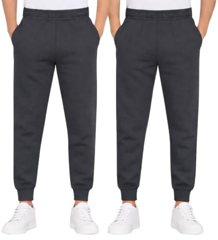 IMFAA Kids School Joggers – Boys & Girls Fleece Tracksuit Bottoms, Elastic Waist Cuffed PE Jog Pants for Sports
