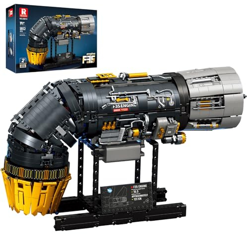 Reobrix F35 Engine Building Block Sets for Adults 33014, Mechanical Building Blocks with Motor, F35 Fighter Jet Engine Model Kit Technic Engine Gift for Fighter Jet Fans Adult (1812 PCS)