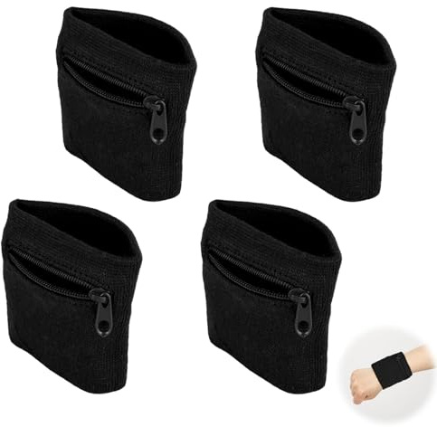 Stück Schweißband mit Reißverschluss, Handgelenktasche mit Praktischer Reißverschlusstasche Sport Handgelenk Tasche Baumwoll Schweißband Arm für Jogging Basketball und Tennis