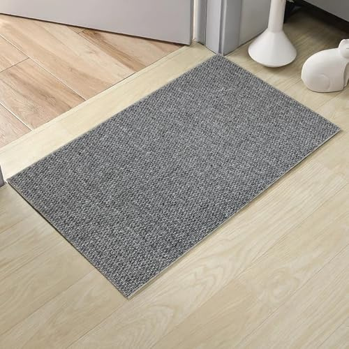 HiChiclife Fußmatte Innen 50×80 cm Flach – Extra Dünne Schmutzfangmatte mit TPE Anti-Rutsch Rückseite, Türmatte für Unter Türen geeignet, Eingangsmatte für Flur & Wohnung, Grau