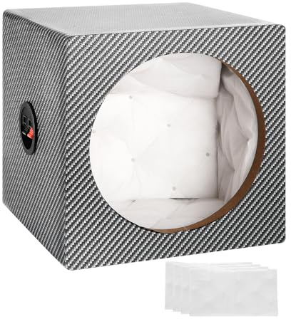 sourcing map Caja de altavoz de madera con puerto de 8 pulgadas, caja de subwoofer con ventilación única y negra para coche, camión, cajas de altavoces para bricolaje, suministros de sonido