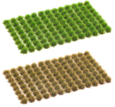 DOPENSPI Lot de 208 têtes d'herbe pour modélisme d'herbe, 2 couleurs, herbe statique, miniature décorative, accessoires de modélisme, arbustes de terre profonde, gazon artificiel, terrain miniature