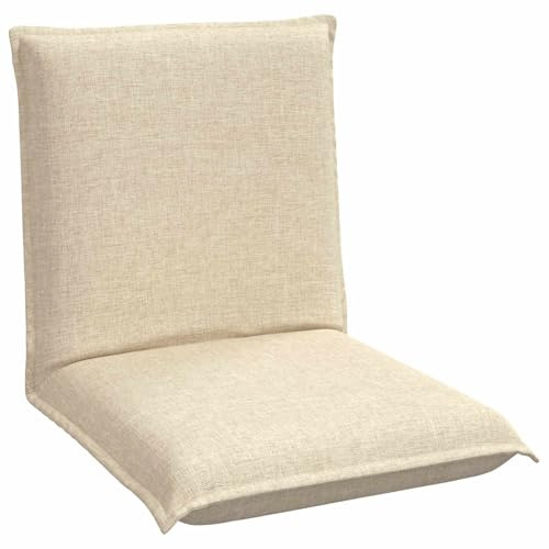 vidaXL Verstellbarer Fußsessel Creme Stoff, Wohnzimmer, moderner rechteckiger Bodenstuhl, vielseitiger Rückenlehne, Verstellbarer Sitz, Polyester, Metallgestell