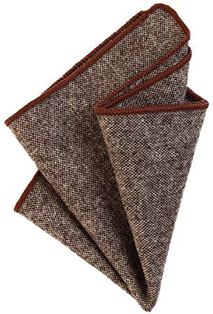 DonDon Herren Einstecktuch Taschentuch 23 x 23 cm zum selber falten aus Baumwolle Tweed Style einfarbig braun