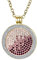 Morella Damen Halskette Gold 70 cm Edelstahl und Zirkonia Anhänger mit Coin Zirkoniasteine violett-rosa-Silber 33 mm im Schmuckbeutel