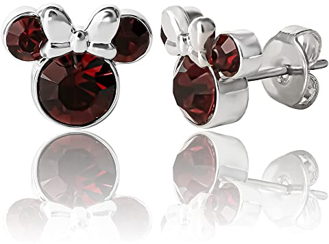 Disney Damen Minnie Mouse Geburtsstein-Ohrstecker - Minnie Mouse Ohrringe - Geburtsstein-Schmuck - Disney Schmuck