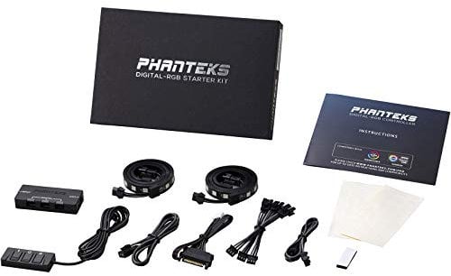 Phanteks Kit de inicio digital RGB LED - Kit de iluminación RGB personalizable para carcasas de PC con mando a distancia