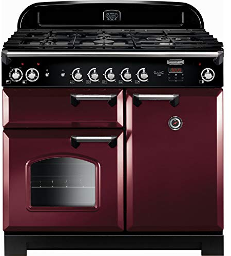 Rangemaster Classic CLA100DFFCY/C 100cm Dual Fuel Range Cooker - Cranberry / Chrome - A/A Rated