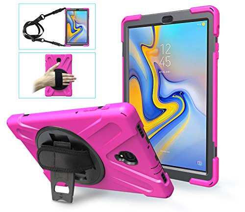 Galaxy Tab A 10.5 Inch 2018 Case,ZERMU Heavy Duty Three Layer Shockproof Rugged Hard PC+Silicone Armor Case with Built-in Stand+Hand Strap+Shoulder Strap for Samsung Galaxy Tab A 10.5 SM-T590/SM-T595