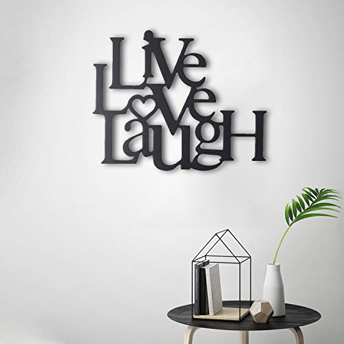Tubibu Wandkunst, Metall, Motiv: Live Laugh Love, 40 x 48,9 cm