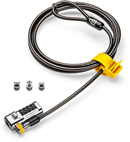 Kensington ClickSafe Universelles 3-in-1 Kombinationsschloss, Ideal für alle Laptops mit T-Bar, Nano oder Wedge-Shaped Sicherheits-Slot, Sicherheitsschloss für Dell, HP, Acer Modelle, K68105EU schwarz