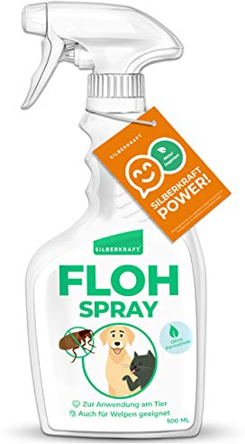Silberkraft Flohmittel, Floh-Spray 500 ml - Flohspray für Hund, Katze und andere Haustiere - Umgebungsspray - ideales Anti-Floh-Mittel gegen Flöhe, Zecken, Parasiten, Ungeziefer