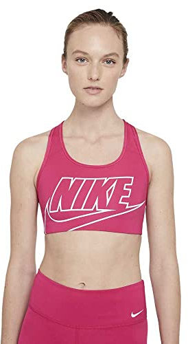 Nike BV3643-616 Swoosh Futura Bra Reggiseno Sportivo Donna Fireberry/(White) XS