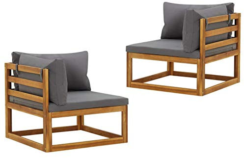 Tidyard Modular-Ecksofas 2 STK.Sofagarnitur 70 x 70 x 60 cm Mit Sitz-Rückenkissen,Schlafsofa Schlafcouch Couch Mit 2 x Sofa-Eckelement,2 x Sitzpolster,4 x Rückenpolster,Massives Akazienholz