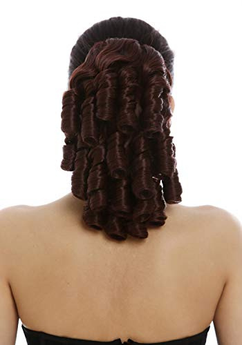 WIG ME UP - 2213-HT-33 Haarteil Zopf Locken Spirallocken Ringlets Korkenzieherlocken Barock Viktorianisch Mahagonie Braun