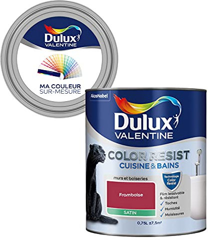 Ma Couleur Sur-Mesure par Dulux Valentine – Peinture Intérieure Murs, Plafonds, Boiseries - Palette expressive, Cuisine & Bain Satin, Framboise , 0,75 L