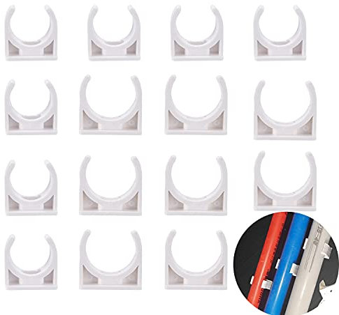Zaky 50 pcs Snap in Open Clip White 25mm 20mm PVC Clamps Water Supply Pipe Clamp Cable Duct Fittings
