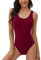 heekpek Einteiliger Badeanzug Damen Bauchweg Frau Bademode Sport Weste Gradient Badeanzug Slim Fit Strandmode Rückenfreier Swimsuit Push-up Gepolstert Schwimmanzug(Rotwein,M)