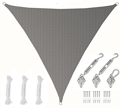 AMANKA 5x5x5 UV Sonnensegel Dreieck Wasserdurchlässig - Sonnenschutz Terrassenüberdachung mit Befestigung - Sonnendach Dreieckig für Terrasse Balkon Wohnwagen Carport - Pool Segel Sichtschutz Garten