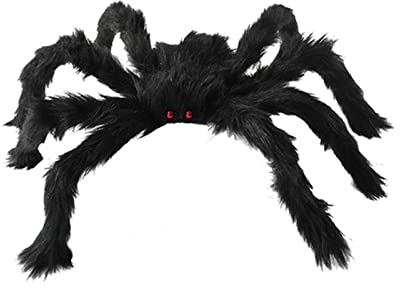 TianWlio Riesenspinnen-Halloween-Dekoration Spukhaus-Requisiten-Party-Dekorationen im Freien Büroset Schreibtischset Schwarz (B, One Size)