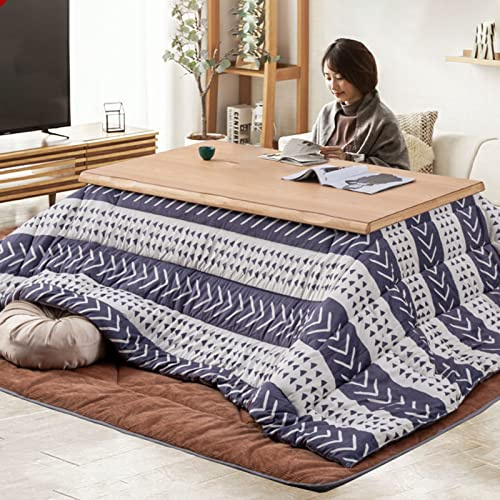 Kotatsu 5-teiliges Set Multifunktionaler Niedriger Tisch Aus Massivholz Heiz-Kotatsu Im Wohnzimmer Warmes Geschenk Für Die Familie (Color: Wood, S: 80 * 120 * 45cm)