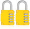ZHEGE Combination Padlocks for Locker, Number Padlock, 4 Digit Combination Locks, Gym Locker Padlocks, School Locks, Resettable Code Locks Outdoor for Backyard Gate, Shed, Fence (Yellow, 2 Pack)