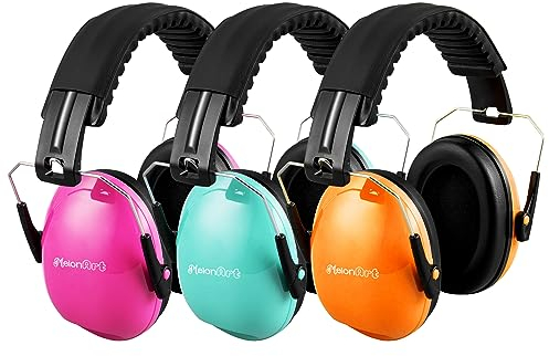 MelonArt Casque antibruit SNR 35 dB, protection auditive réglable de sécurité pour adultes, réduction du bruit pour autisme, tir.., Menthe, rose et orange, Suitable