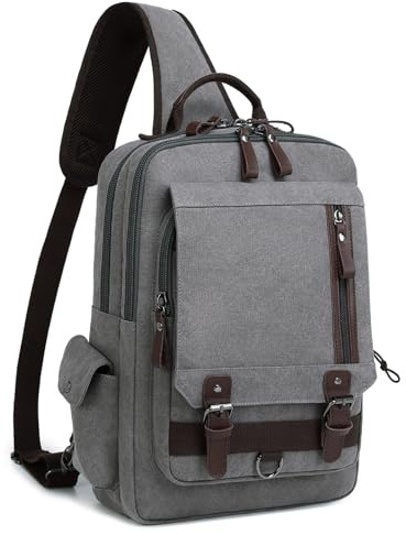 mygreen Umhängetasche aus Segeltuch, Schultertasche, Reiserucksack, Grau-XL, X-Large, Tragetasche