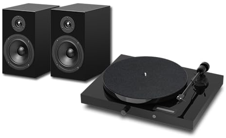 Pro-Ject Juke Box E1 HiFi Set, Audiophile turntable system with speakers (Piano Black)