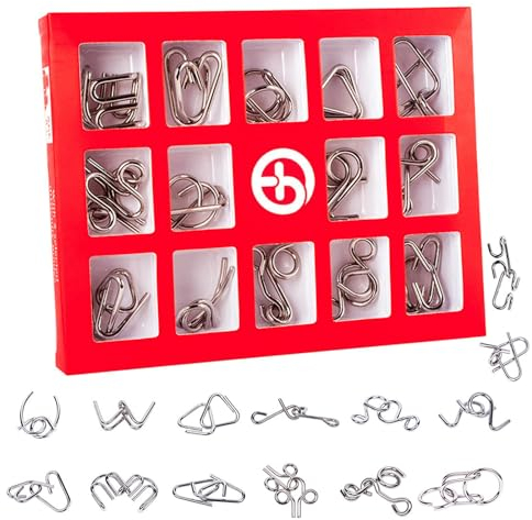 RoseFlower 14 Stück Metall Knobelei IQ-Spiele Set, Knobelspiele für Erwachsene und Kinder Geduldspiele IQ-Spiele 3D Brain Teaser Puzzle, Brainteaser, Metallpuzzle Spiele Spielzeug Geschenk