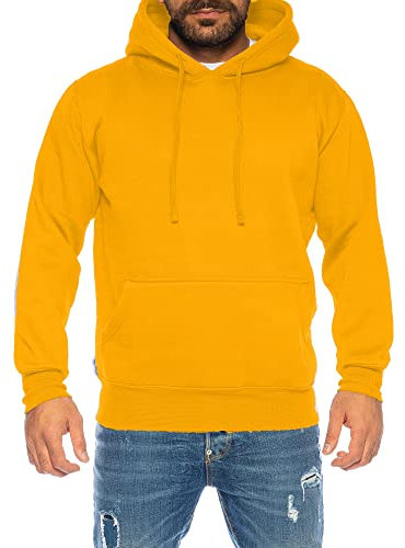 Raff &Taff Hoodie Kapuzenpullover Sweatshirt Sweater Pullover |S-10XL| Sport Alltag Freizeit|Premium Baumwolle Fleece Innenseite (RT-H-401-Senf-L)