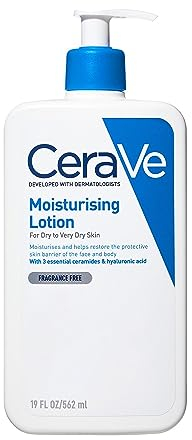 CeraVe Moisturising Lotion, Daily Face & Body Moisturiser, With 3 essential ceramides & hyaluronic acid, For dry to very dry skin, 562 ml/19 fl oz