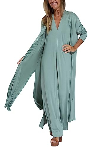 Cardigan estivo da donna, casual, tinta unita, a maniche lunghe, con sfiato, maxi cardigan ampio, bohémien, da spiaggia, prendisole lungo con cappotto lungo maglione spolverino per le donne, Blu, XXL