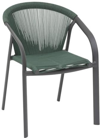 Hespéride - Fauteuil de Jardin Empilable Riu Vert Olive et Graphite Anti-Rouille Tissu Déperlant Coussins Déhoussables Mobilier pour Terrasse Balcon
