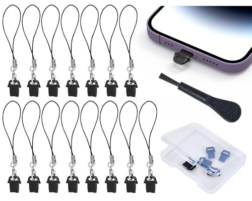15PCS Anti Dust Plug Kit Compatible with iPhone 14, 14 Pro,14 Pro Max,14 Plus,13,13 Pro,13 Pro Max,13 Mini,12,12 Pro,12 Pro Max,12 Mini,11,11 Pro,11 Pro Max,XS,XR,X,8,7,6 - iPhone Port Cleaning Brush