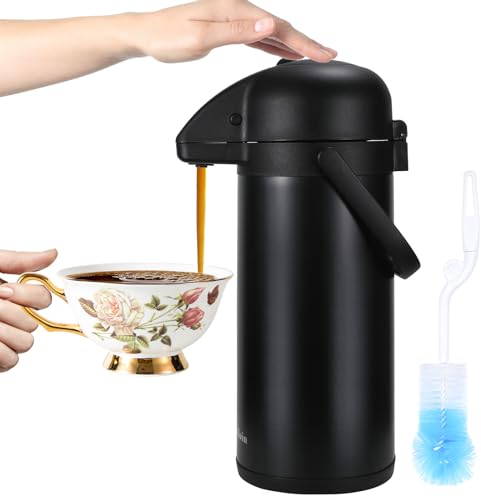 Distributore di caffè Airpot aggiornato con pompa, caraffa termica isolata per mantenere l'acqua calda e fredda, bevande al cioccolato per feste e thermos in acciaio inox, grande bevanda termica