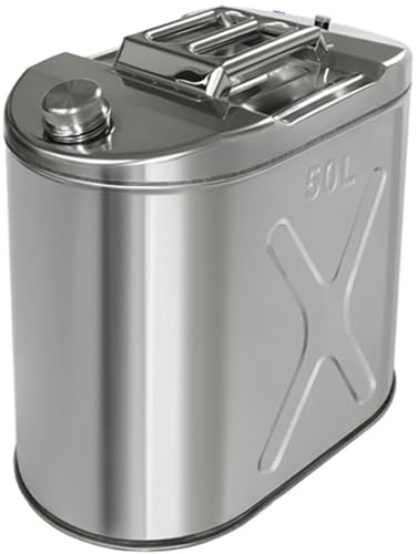 DOCIM Bidon d'essence en Acier Inoxydable avec Tube de Carburant, Essence, Diesel, Huile Comestible ou réservoir d'eau Réservoir d'essence,50L