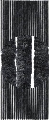 DEFACTO Flauschvorhang Türvorhang (100x200 cm) Chenille Fliegenschutz Insektenschutz Camping 100% Made In Italy - Vielseitig, Leicht Zu Reinigen, Effektiver Sicht- Und Hitzeblocker - (Schwarz)