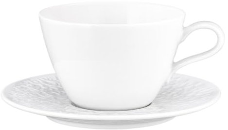 Seltmann Weiden Nori Home Milchkaffeetassen mit Untertassen 6er Set, Milchkaffee-Set aus klassischen Tassen und Kombiuntertassen mit Randrelief, 370 ml, Porzellan