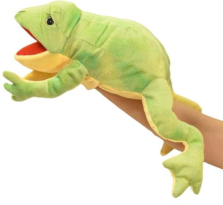 Lilizzhoumax Frosch Handpuppe Kuscheltier Simuliertes Tier Frosch Handpuppe aus Plüsch Kawaii Niedliches Rollenspiel interaktives Früherziehungsspielzeug für Kinder Geschenk für Kinder