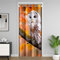 Homewish Eule Tür Vorhang für Tür Privatsphäre,3D Eule Print Verdunkelungs Vorhang für Mann Frau,Herbst Ahorn Blätter Tür Drape,Wald Tier Raum Teiler Vorhang 150x203cm