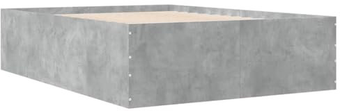vidaXL Cadre de lit Gris béton 140x190 cm Bois d'ingénierie, Meuble de Chambre à Coucher, sommier, lit à Panneaux, lit, lit Double, lit Plate-Forme