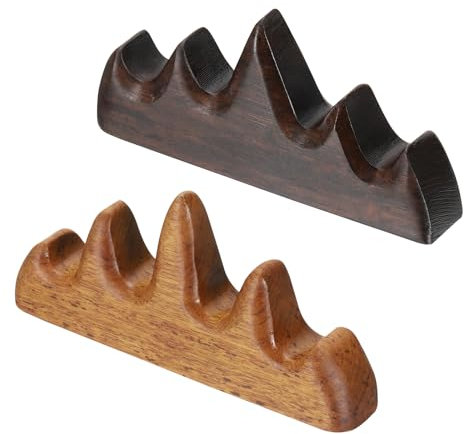 PATIKIL Calligraphy Brush Holder, 4 Ports Wooden Black/Red, Multi-purpose