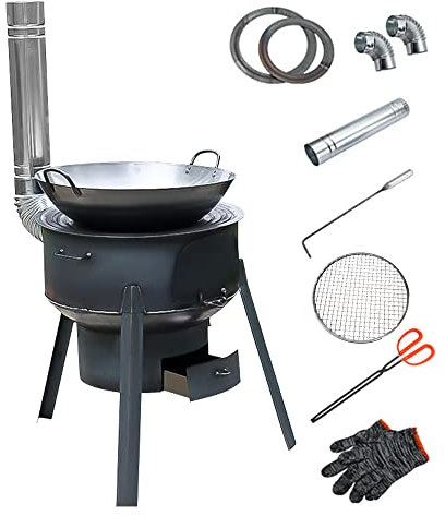 Stufa per Tenda da Campeggio, Stufa Portatile a Carbone Legna Rimovibile Fornello da Campeggio Stufa da Campeggio Mobile per Barbecue All'aperto, Picnic, Riscaldamento da Campeggio e Cucina (A)