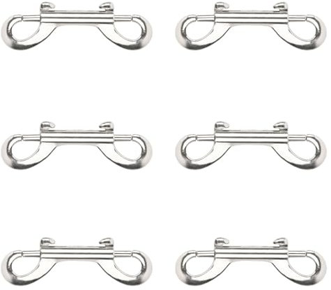 Dokeno 6Pcs Mosquetón Doble de Buceo Inoxidable Gancho de Seguridad de Doble Extremo 87mm Doble Extremo Perno Hebilla para Escalada Camping Cincha