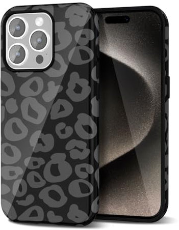 Svanove Cheetah Print Phone Case for iPhone 15 Pro Max Case Girly Trendy Leopard Pattern, Retro Cool Animal Print, Luxury Cute Case for Women, Aesthetic Y2k Hard Shell Plastic, Black